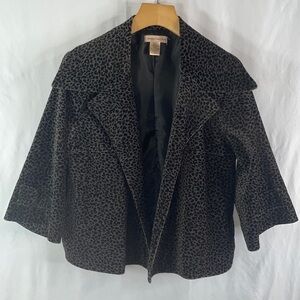 Patrick Christopher animal print, black and gray cotton velvet 3/4 sleeve jacket